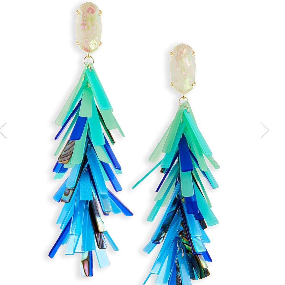 Kendra Scott Earrings Justyne abalone blue green - Picture 2 of 7